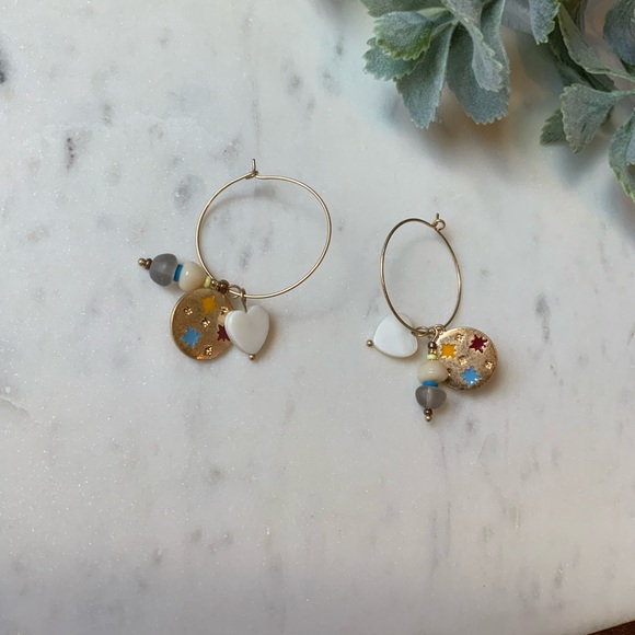 The Mason - Colorful Beaded Piece Drop Hoops - Picture 4 of 7